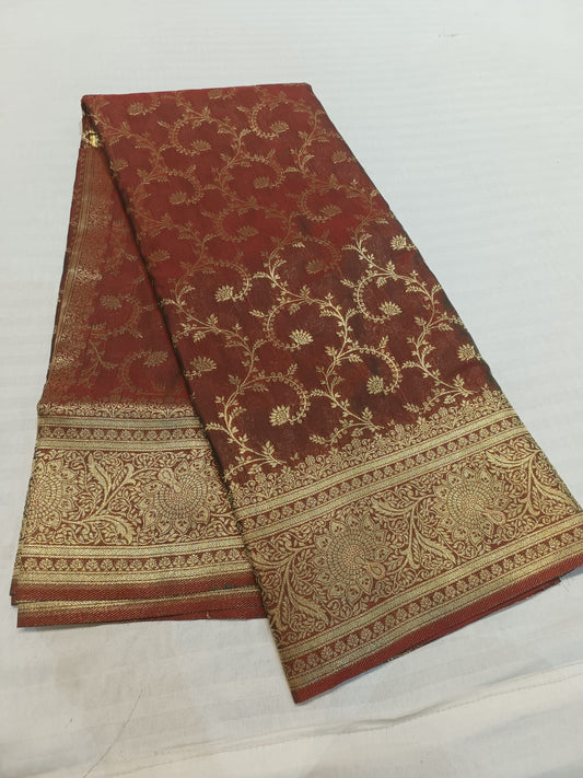 Maroon-Thread Weaving-Banaras Tissue Saree