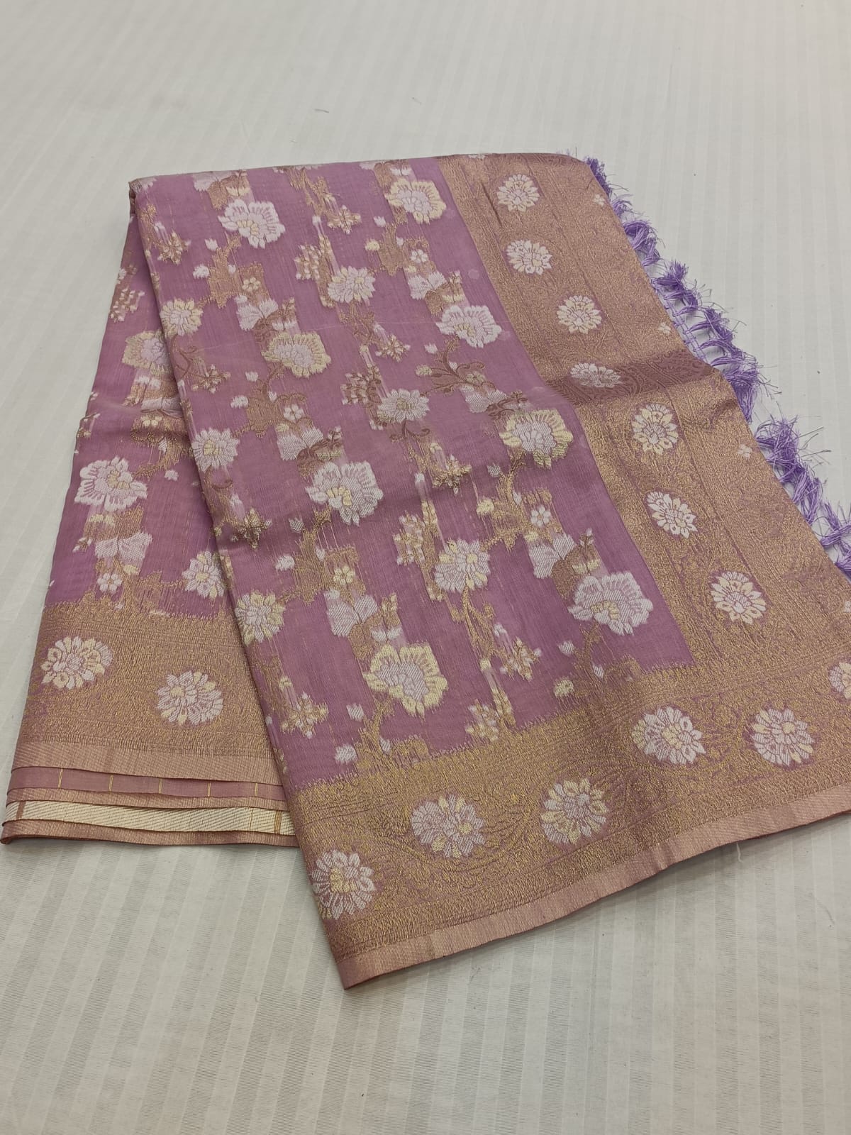 Purple-Floral Zari -Semi Silk Saree