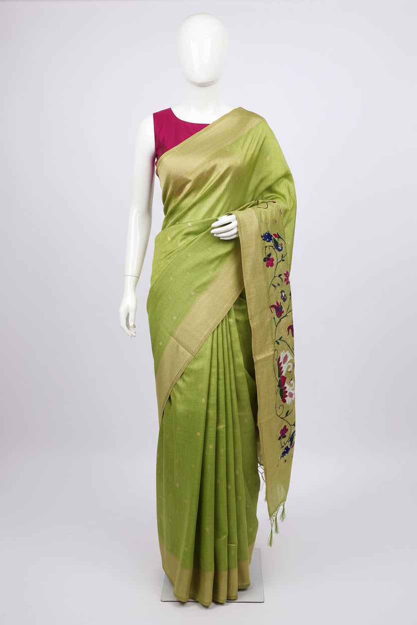 LightGreen-Paithani-Tussar Silk Saree