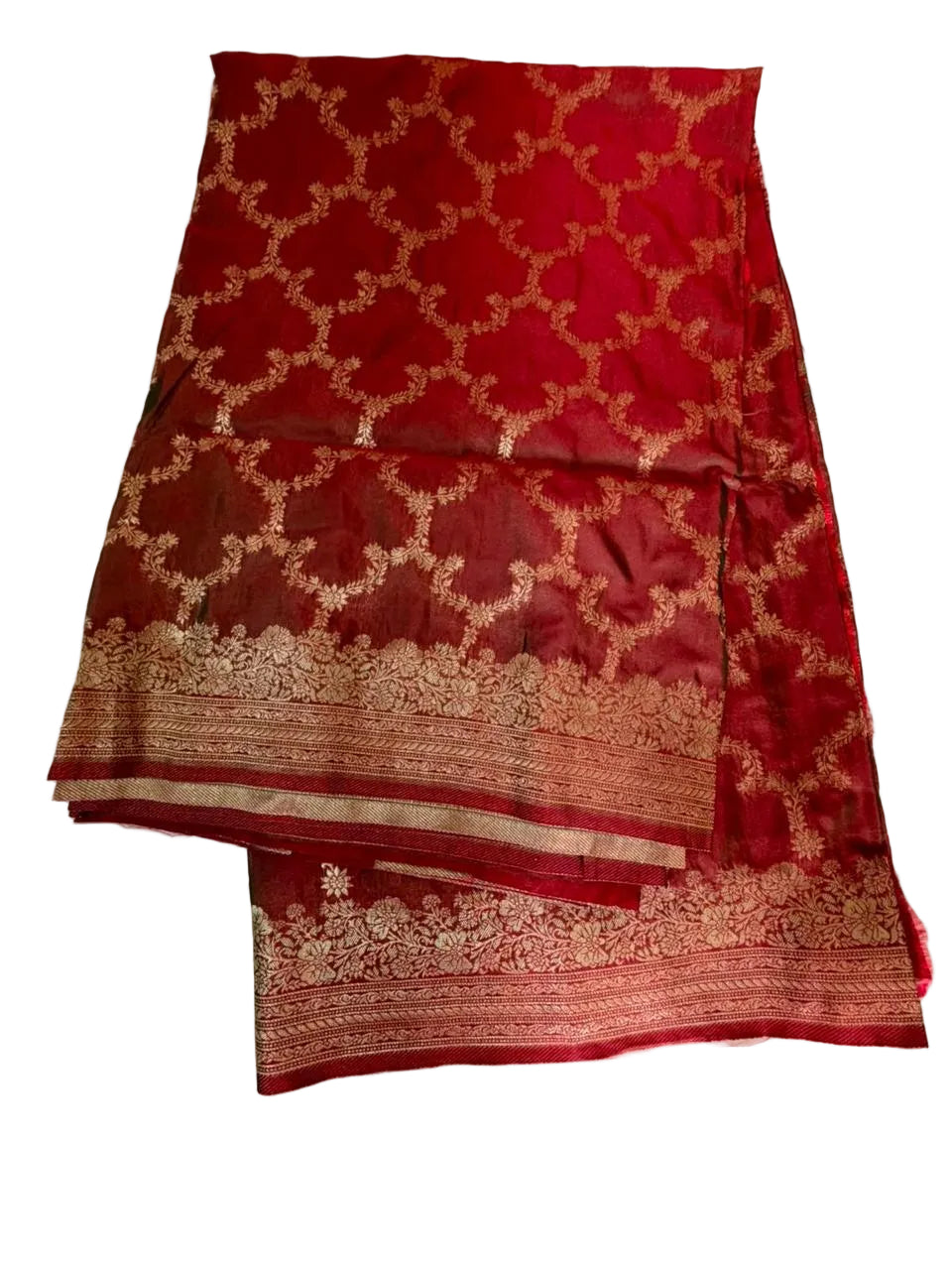 Rust Red-Thread Weaving-Banaras Tissue Saree