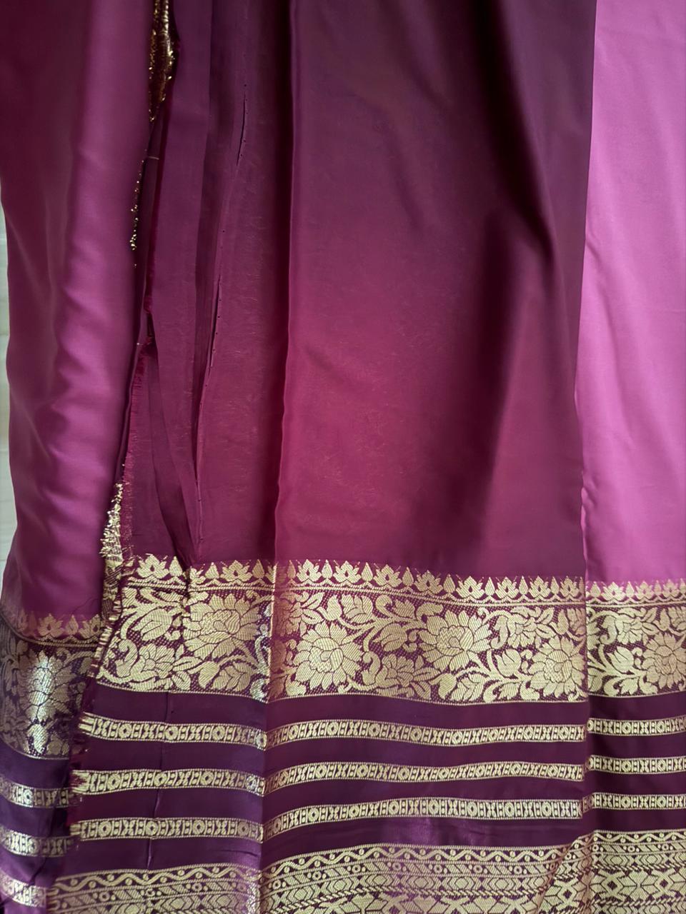 Purple n Burgundy-Mysore Crepe Silk Saree