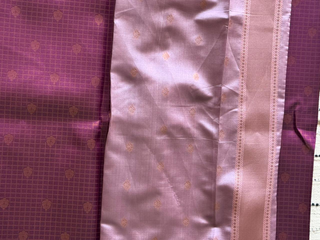 Royal Plum n Lilac Border-Checks-Silk Saree