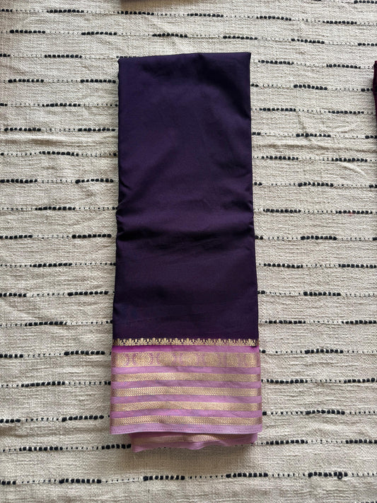 Purple n Lilac-Plain-Mysore Crepe Silk Saree