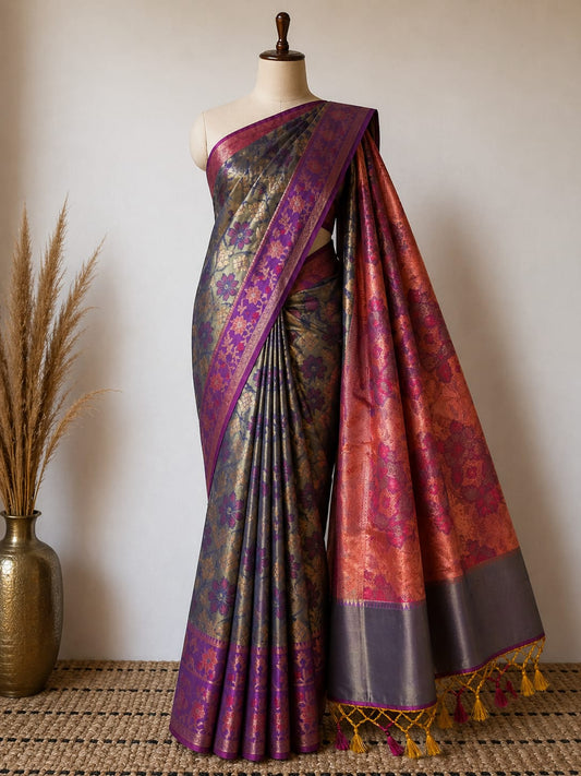 Purple n Pink-Pochampalli Silk Saree