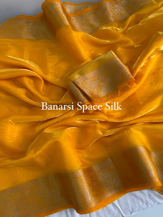 Yellow-Banarasi Space Silk Saree