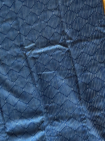 Indigo Blue Chanderi Block Printed Saree | Floral & Geometric Jaal