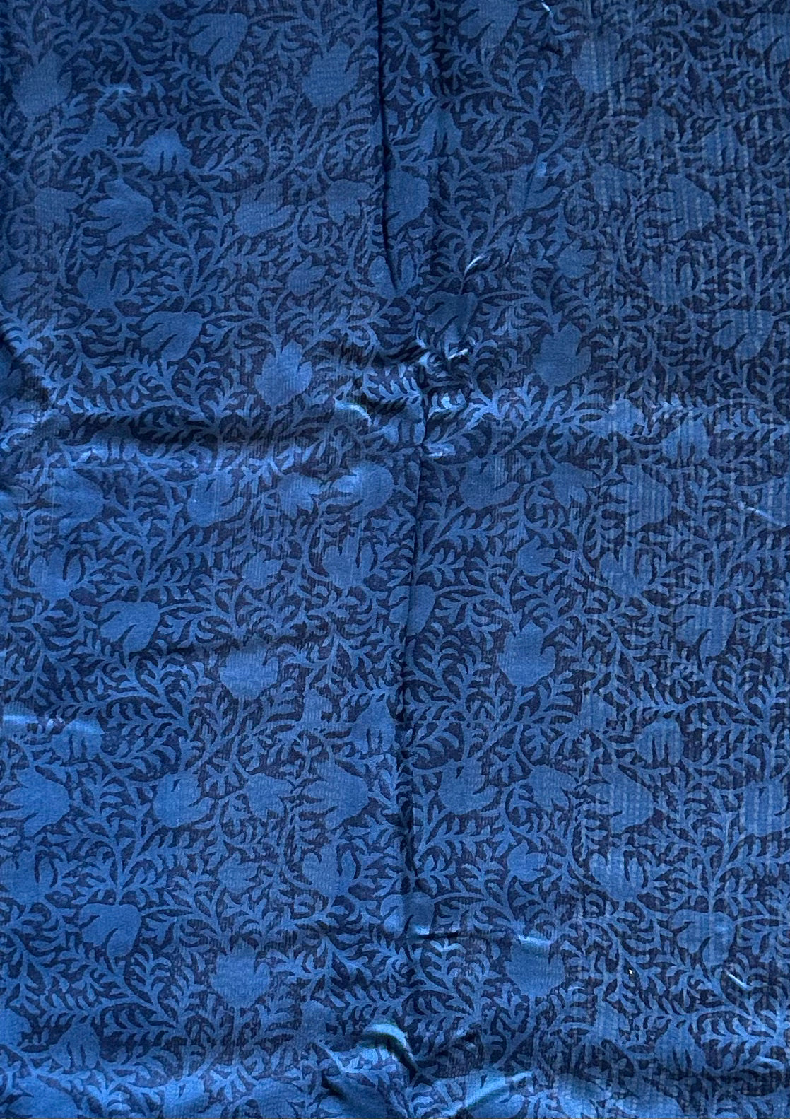 Indigo Blue Chanderi Block Printed Saree | Floral & Geometric Jaal