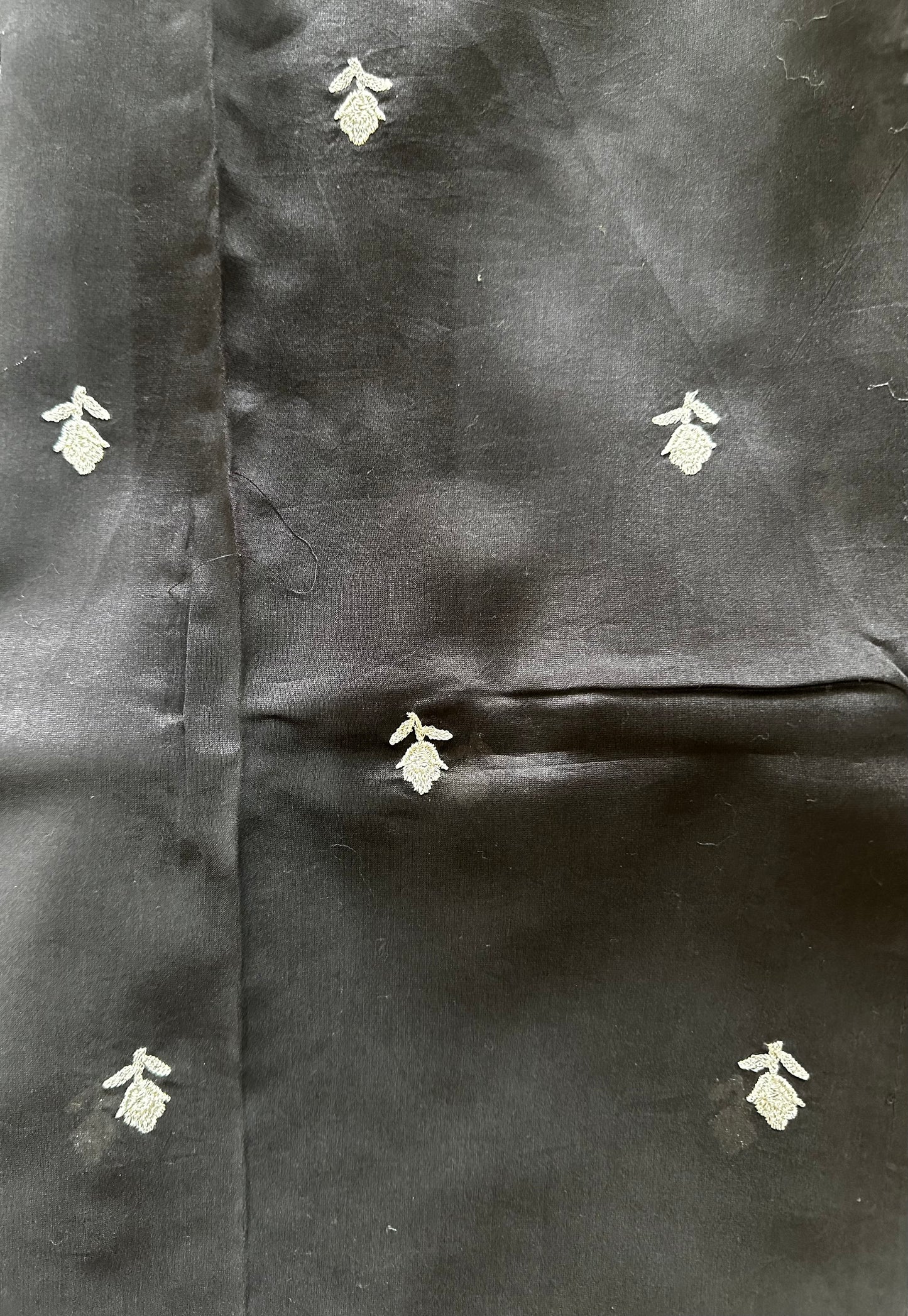 Black Pure Organza Silk Saree | Bird & Floral Print with Zari Embroidered Border