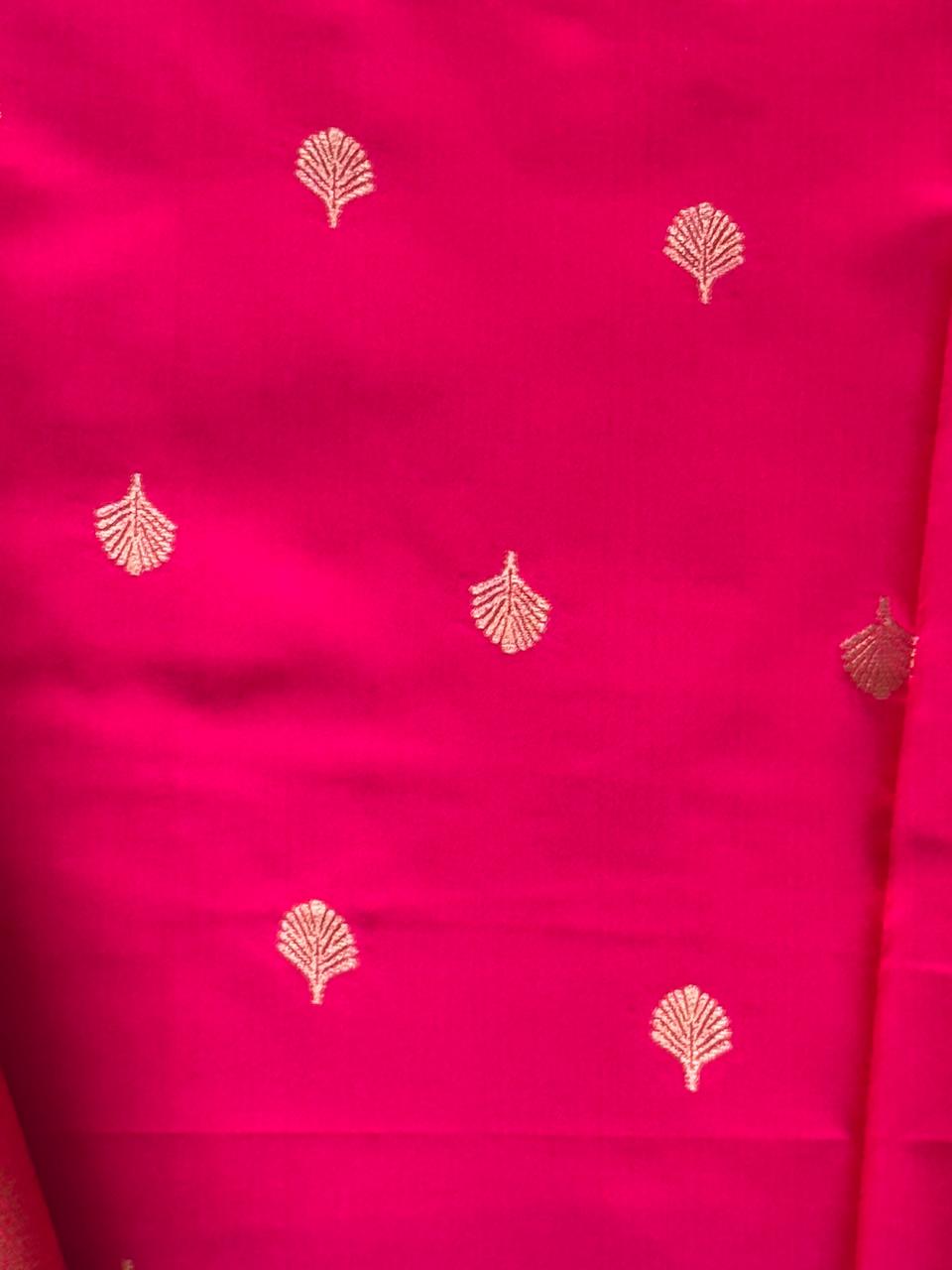 Grey n Pink-Butta Design-Kanchivaram Soft Silk Saree