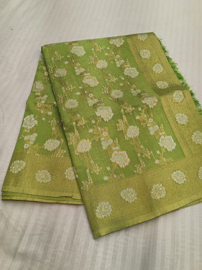 Green-Floral Zari -Semi Silk Saree