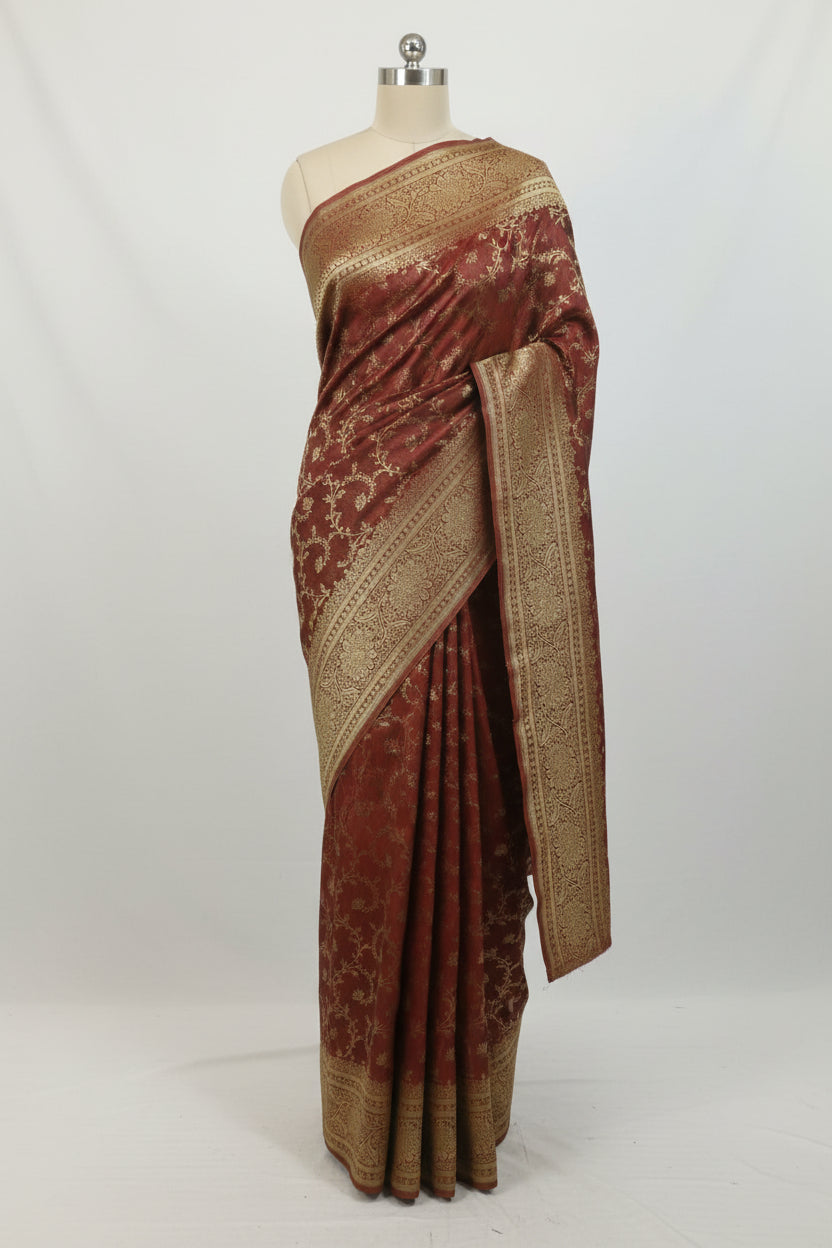 Maroon-Thread Weaving-Banaras Tissue Saree