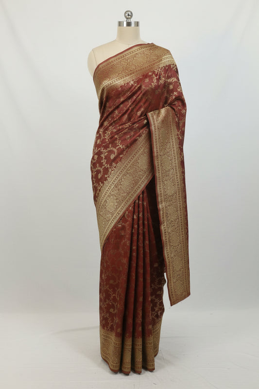 Maroon-Thread Weaving-Banaras Tissue Saree