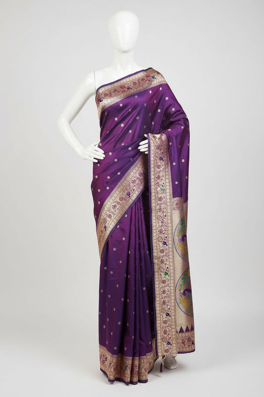 Royal Purple-Peacock Design-Banarasi Silk Saree