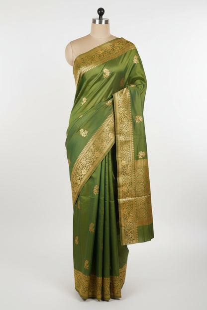 Green-Butta Design-Banaras Saree
