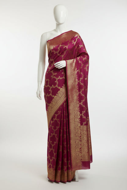 Pink-Thread Weaving-Banaras Tissue Saree