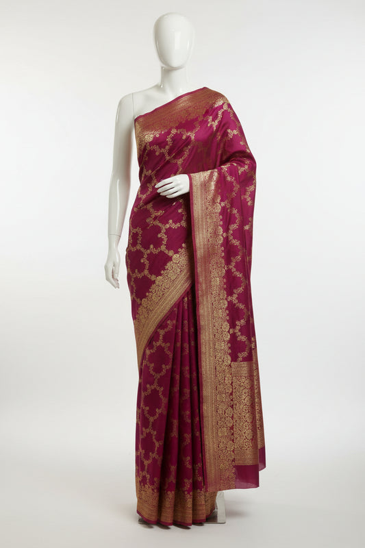 Pink-Thread Weaving-Banaras Tissue Saree