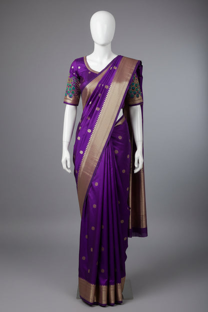 Purple-Paithani-Small Butta-Banarasi Silk Saree