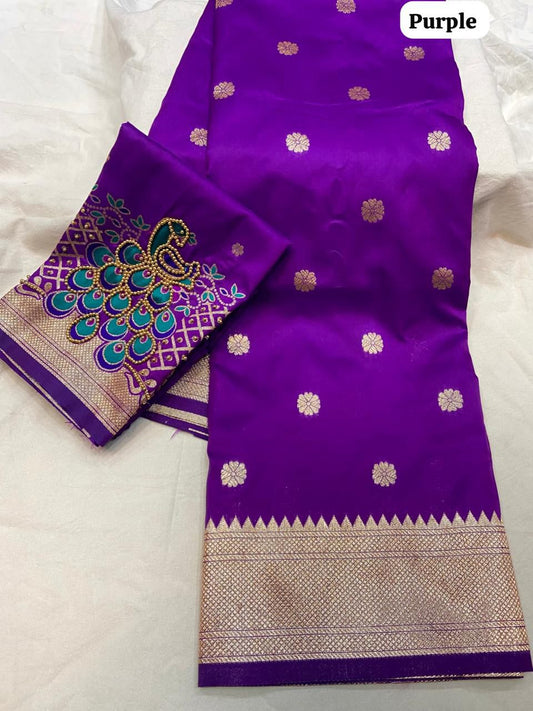 Purple-Paithani-Small Butta-Banarasi Silk Saree