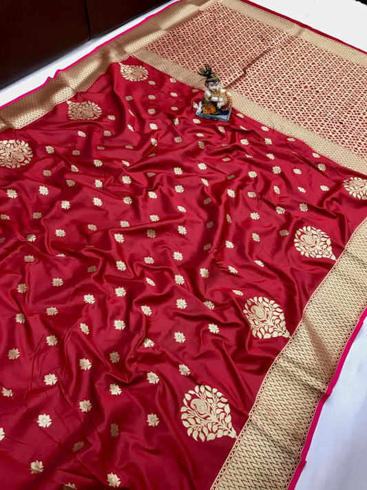 Maroon-Soft Lichi-Semi Silk Saree