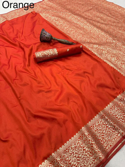 Orange-Weaving Pallu-Banarasi Silk Saree