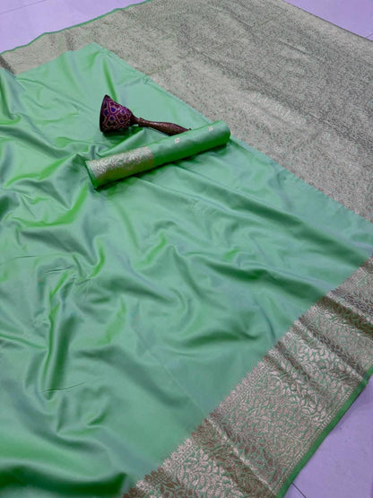 PastelGreen-Weaving Pallu-Banarasi Silk Saree