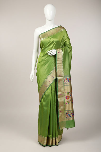 Green-Paithani Kanchivaram Tissue Semi Silk Saree