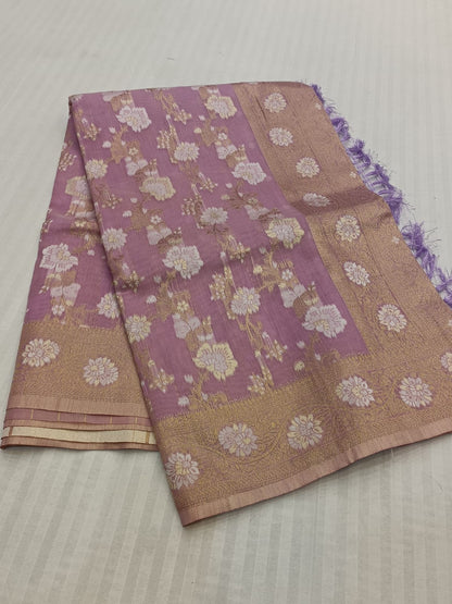 Purple-Floral Zari -Semi Silk Saree