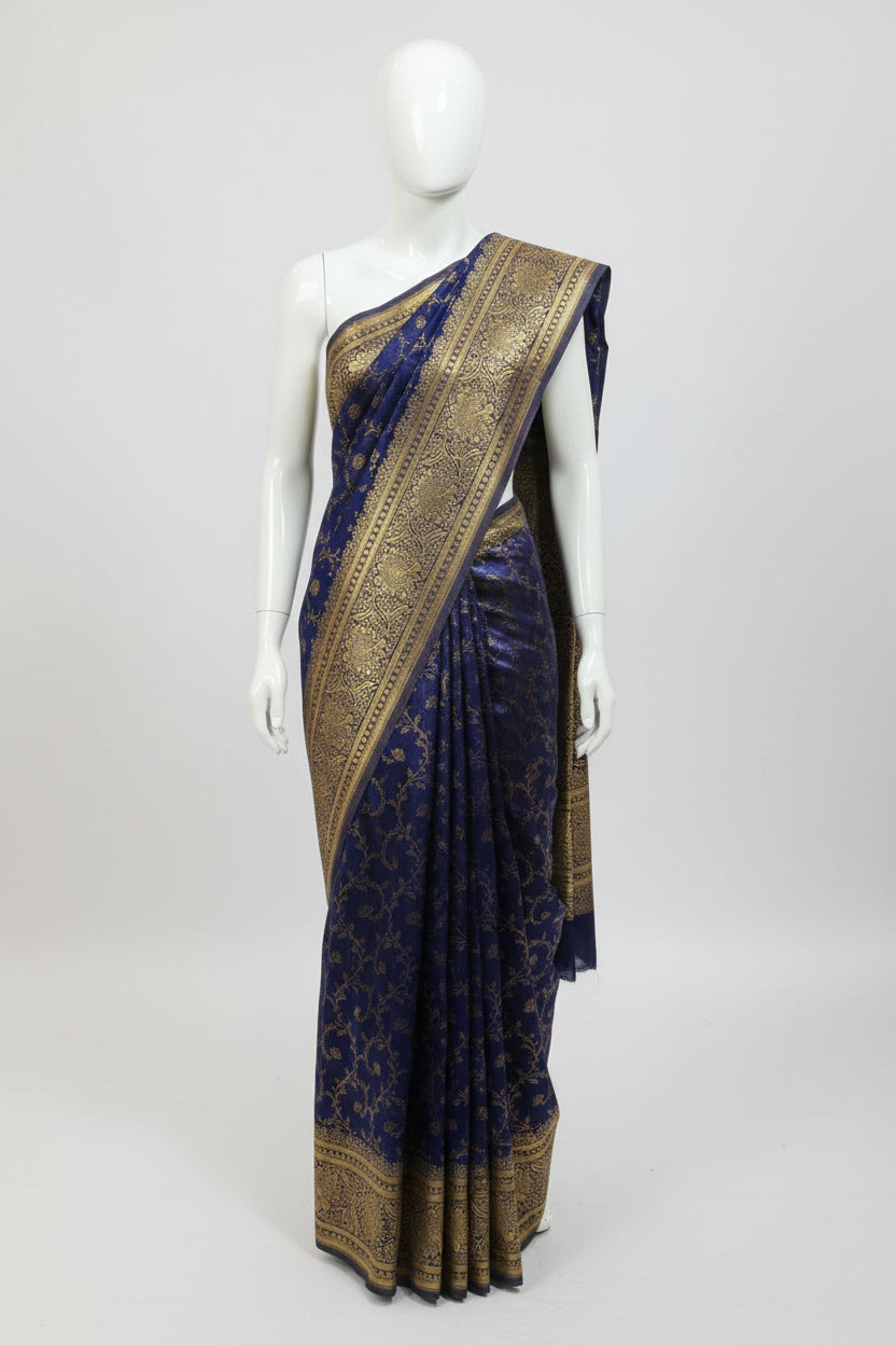 Blue-Thread Weaving-Banaras Tissue Saree