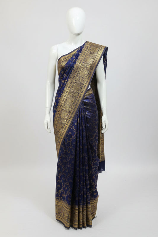 Blue-Thread Weaving-Banaras Tissue Saree