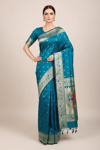Blue-Peacock Design-Banarasi Silk Saree