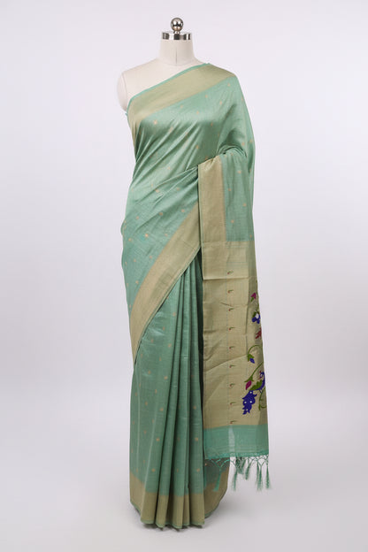 LightBlue-Paithani-Tussar Silk Saree