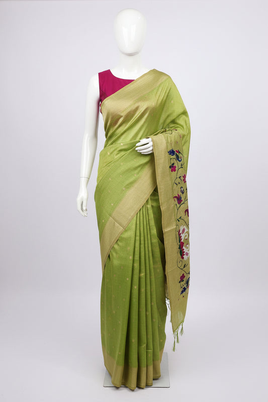 LightGreen-Paithani-Muga Cotton Saree