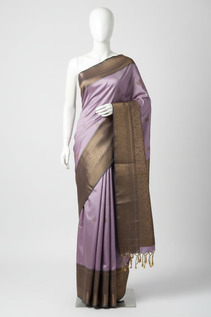 Lavender Lilac n Antique Grey-Woven Zari-Kanchivaram Soft Silk Saree