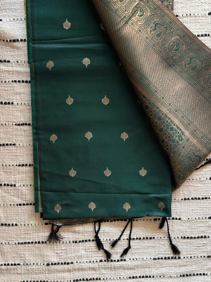 Green-Butta Design-Kanchivaram Soft Silk Saree