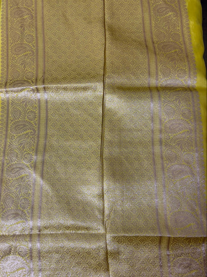 Yellow-Jumka Design-Banarasi Crepe Silk Saree
