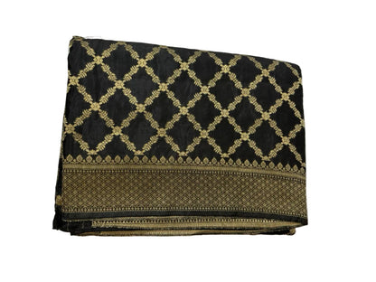 Black-Geometric Pattern-Banarasi Crepe Silk Saree