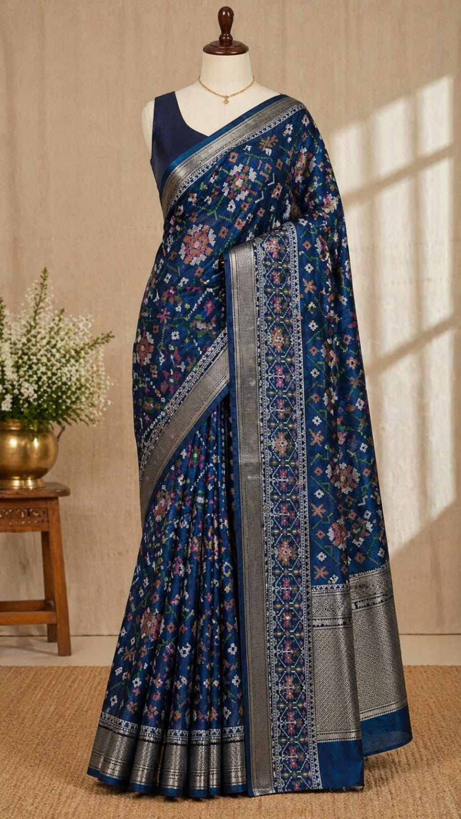 Blue-Pochampalli Design-Sithara Saree