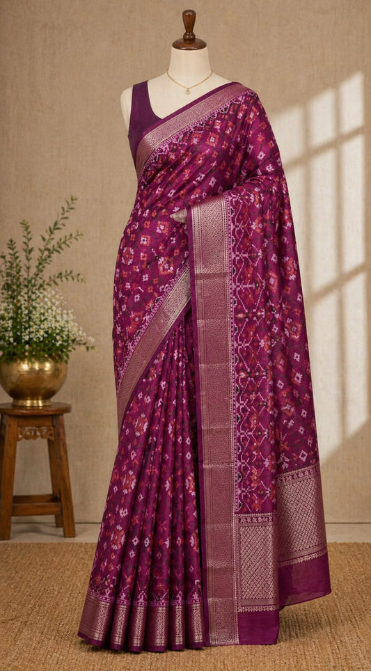 Burgundy-Pochampalli Design-Sithara Saree
