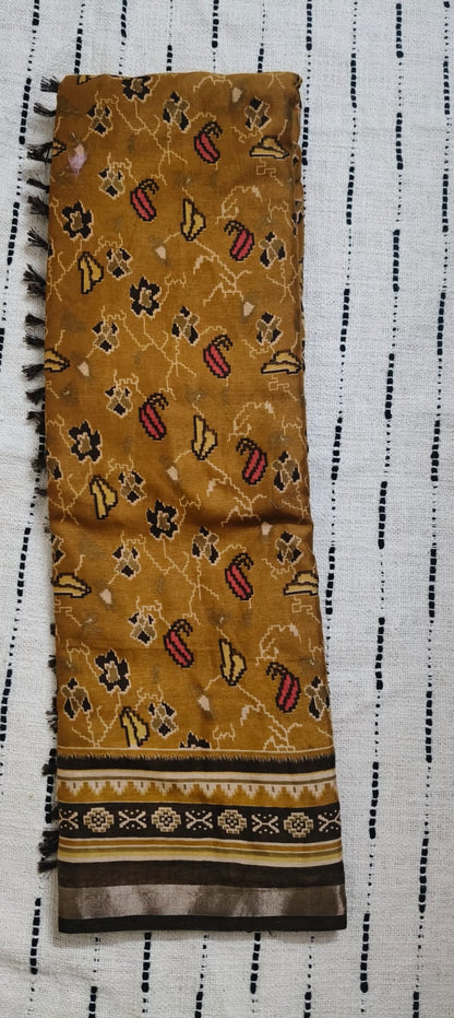 Yellow n Black-Maheshwari Saree