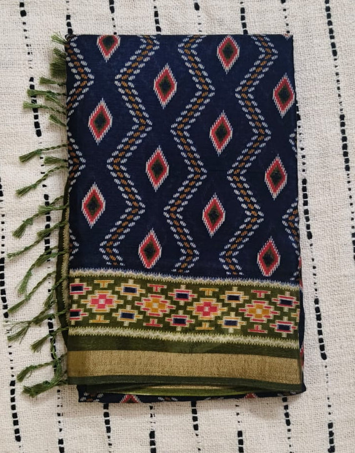Blue n Green-Maheshwari Saree