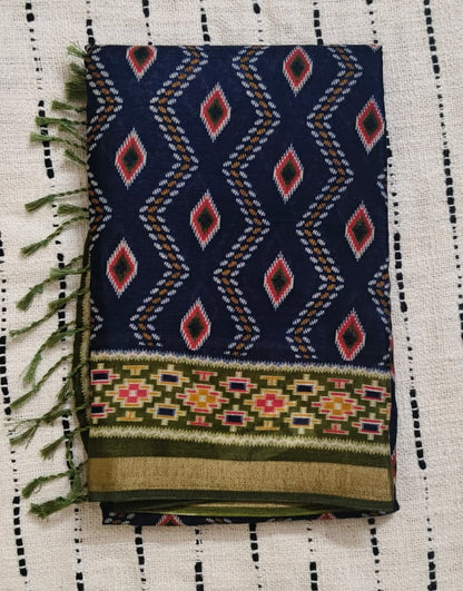 Blue n Green-Maheshwari Saree