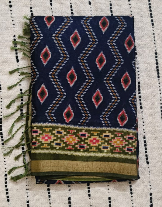 Blue n Green-Maheshwari Saree