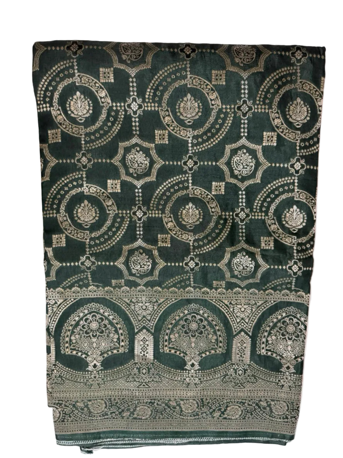 Dark Green-Banarasi Crepe Silk Saree