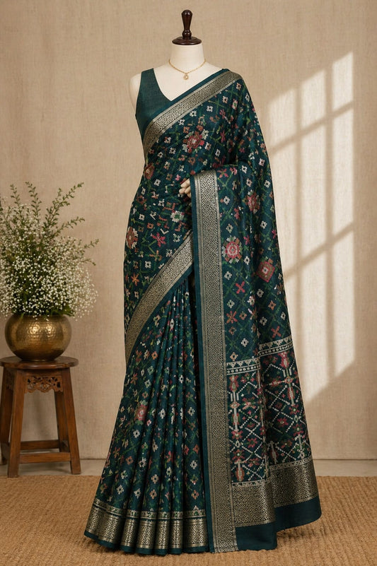 Green-Pochampalli Design-Sithara Saree
