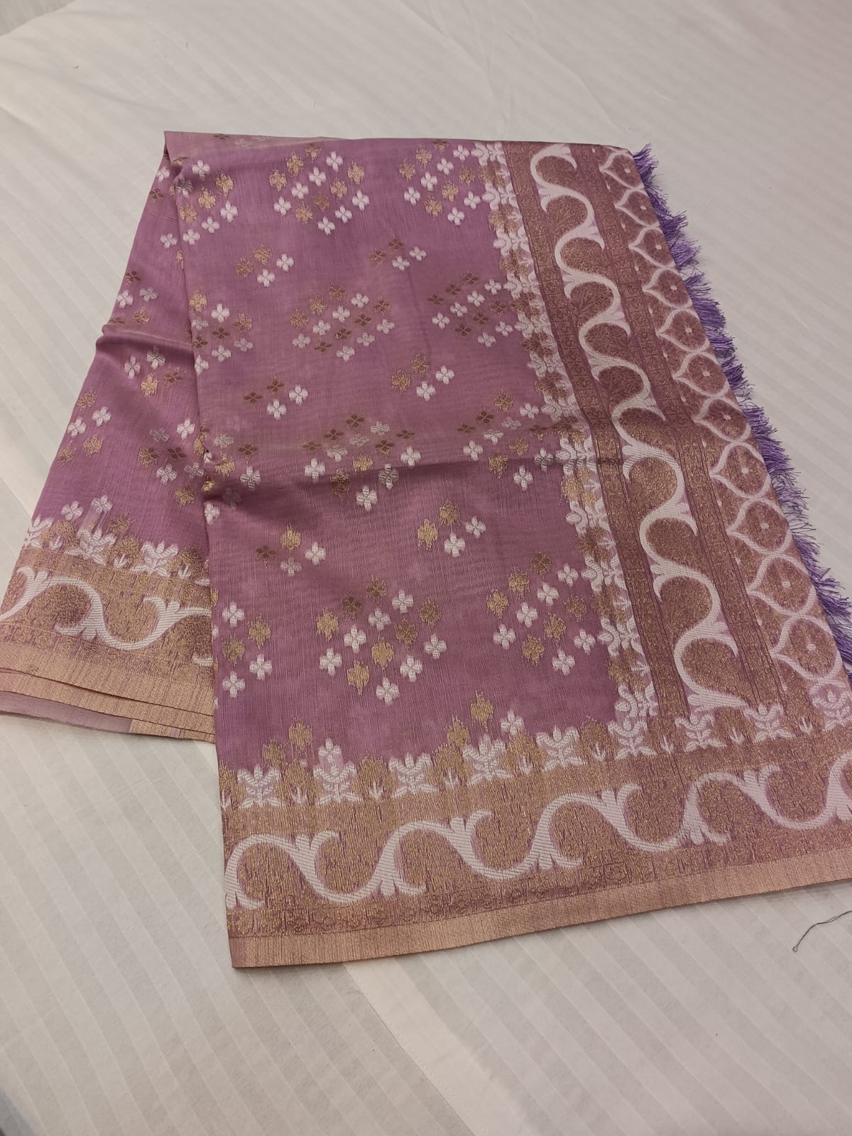 Purple-Geometry Pattern -Semi Silk Saree