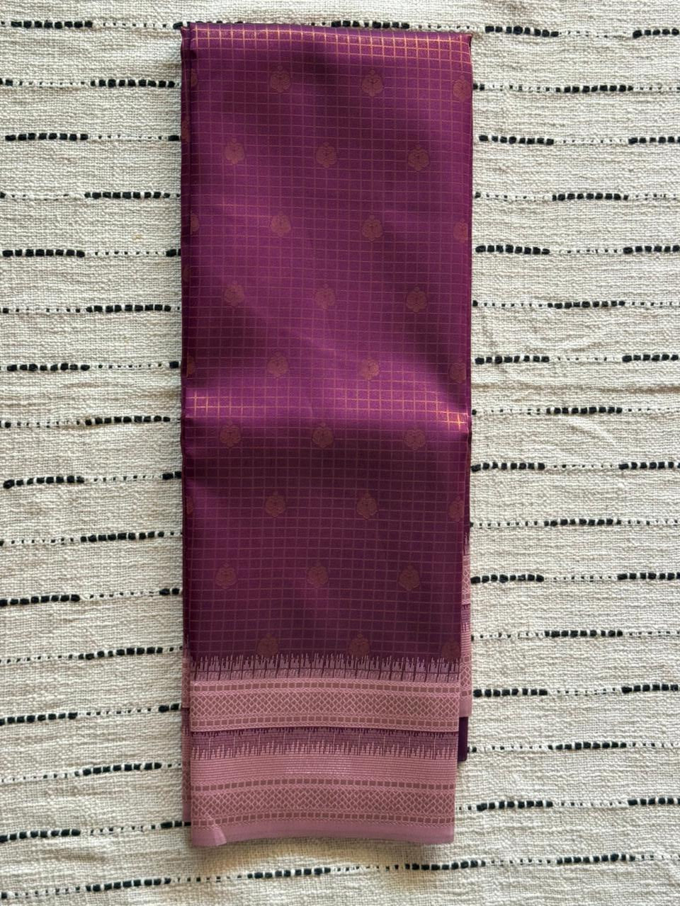 Royal Plum n Lilac Border-Checks-Silk Saree