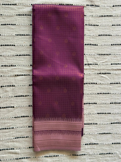 Royal Plum n Lilac Border-Checks-Silk Saree