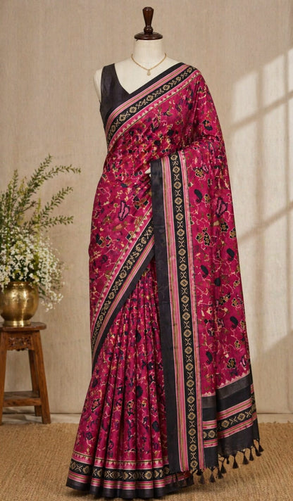 Red n Black-Maheshwari Saree