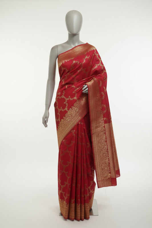 Red-Thread Weaving-Banaras Tissue Saree