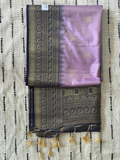 Purple n Grey-Butta Design-Kanchipuram Soft Silk Saree